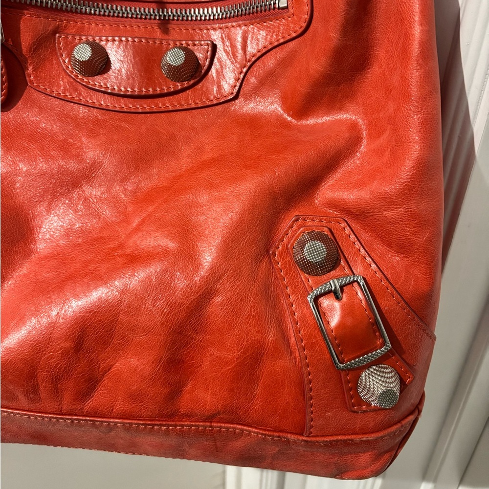 Authentic BALENCIAGA Giant Day Bag with mirror Red/Orange - Picture 6 of 16